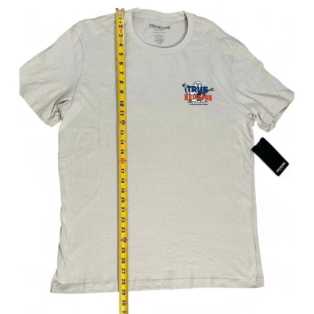 NWT True Religion Buddha Guitar Tee Beige‎ Cotton Shirt Size M